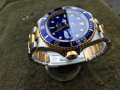 blue and gold rolex sub|Rolex blue dial submariner.